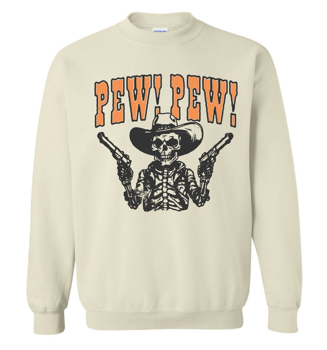 Pew Pew Vintage Skelton Crewneck Sweatshirt